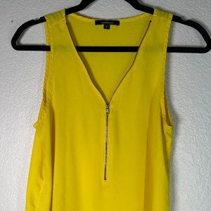 Ambiance Yellow Zipper Sleeveless Blouse Chiffon Sheer size S